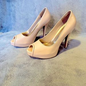 Charlotte Russe nude peep toe platform stiletto heels